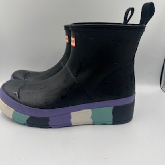 NEW Hunter Original Wellies Play Short Rain Boots Women’s Size 11 Striped - Picture 6 of 11